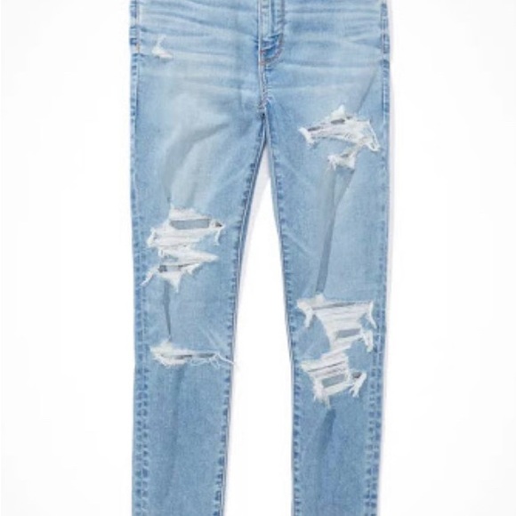 AE American Eagle Next Level Ripped Jean High-Waisted Destroyed Size 0 Short - Picture 4 of 16